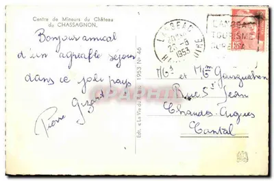 Castelo de Chassagnon — Centro de Menores — Ed. La Vie du Rail, N° 46 — Verso