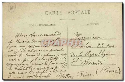Bilhete postal antigo St Just en Chevalet Castelo de Contenson — Verso