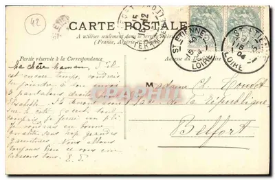 Saint-Étienne - Place Badouillère — widok placu z fontanną i budynkami — wydawca nieznany, nr 6 — Rewers