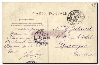 Angers — panoramiczny widok w wyciętych literach — wydawca nieznany — Rewers