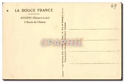 Angers (Maine-et-Loire) — Wejście do Zamek — Wydawnictwo Sztuki YVON, Paryż — Rewers