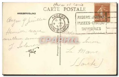 Angers — Kioszek w Mailu i Hotel de Ville — P. C. — Rewers
