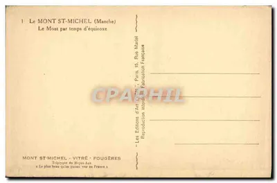 Monte Santo-Michel — O Monte em tempo de equinócio — Les Éditions d'Art Vitré, Fougères — Verso