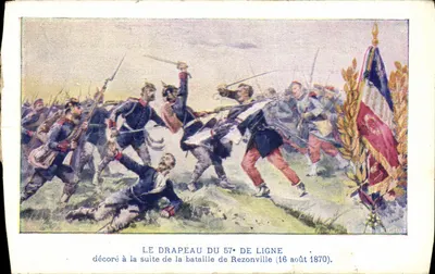 Bataille de Rezonville — Drapeau du 57e de Ligne décoré — Éditeur FICHOT