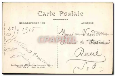 Senlis — Faubourg St-Martin po wojnie wrześniowej 1914 — A. B. wydawca — Rewers