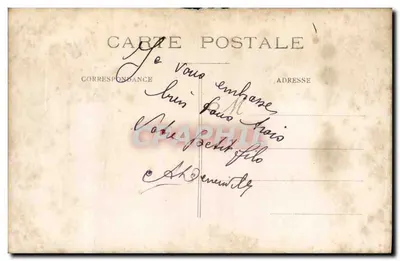 Baseballteam — soldaten en officier — voor een winkel in Lourdes — Achterkant