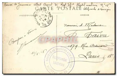 Im Lauragais - Dorf BARRELLES, nahe Villefranche - Schneeeffekt (Januar 1914) - Papeterie Fraysauch, Verlag 1914 — Rückseite