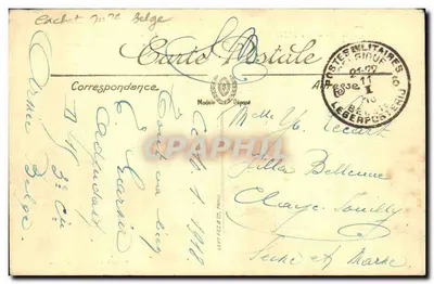 Igreja de Eppegem — destruída pelos alemães — G. Fondab, Bruxelas — Verso