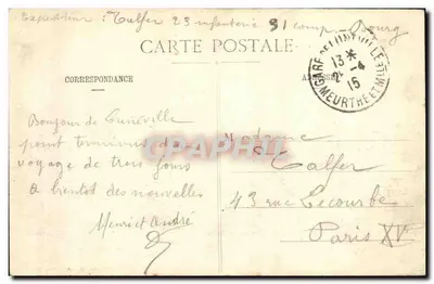Lunéville - Aspecto do Ponte de Viller após que os Alemães a tivessem destruído em 12 de Setembro de 1914 — Editor: Quantin, N° 401 — Verso