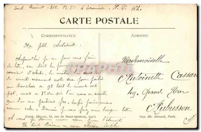 Bilhete postal antigo Militaria Lihons Ruínas da Igreja — Verso