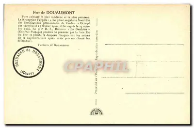 Fuerte de Douaumont — Ossario de Douaumont — Editor: Philo-Verdun — Reverso