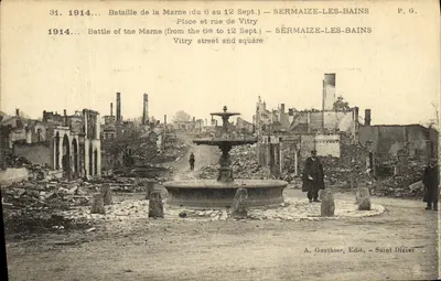 Batalha da Marne — Praça e Rua de Vitry — Sermaize-les-Bains — A. Gauthier, Edit., Saint-Dizier