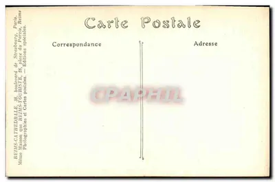Pożar i Bombardowanie REIMS — Przepych wewnętrzny wywołany przez niemiecki obus na szczycie Wieży Północnej — Wielki Portal — Châche Léon Doucet — Rewers