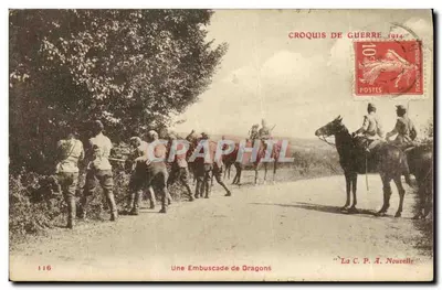 Een drakenambush — Onderhands tekening 1914 — Antieke ansichtkaart Nouvelle, n° 116
