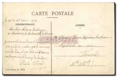 Paisagem dos Altos da Meuse — Edição M. Bury, n° 3733 — Verso
