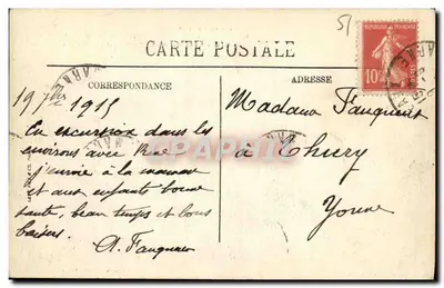 Chambry — Edifício bombardeado e incendiado pelos alemães em 7 de setembro de 1914 — Visé Paris n° 2150 — Verso