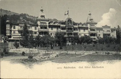 Bilhete postal antigo Aldelboden Grd Hotel Adelbaden