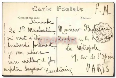 Campanha de 1914-1915 — Acampamento na Argônia — Visé Paris N° 170 — Verso