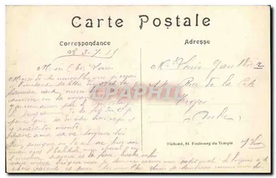 Infantaria Francesa nas trincheiras sob a neve — A Grande Guerra 1914-15 — A. R. n°37 — Verso