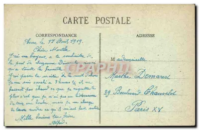 Auve - L'Hôpital — Estação-Gazées, Hospital de Campo — Édit. Soudant, n° 1583 — Verso