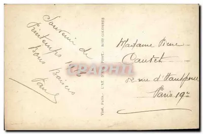 Parać w objęciach pod tablicą ostrzegawczą — L'Atelier de Paris — nr 528 — Rewers