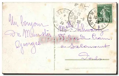 Zamek Hohkönigsburg — widok panoramiczny — wydawca nieznany — Rewers