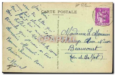 Haut Kœnigsbourg (alt. 757 m.) — castelo forte na colina — Cartas 'La Cigogne', Strasbourg — Verso