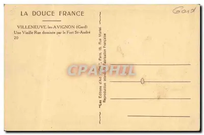 Villeneuve-lès-Avignon — Rue dominée par il Fort Saint-André — Éditions d'Art Yvon — Verso