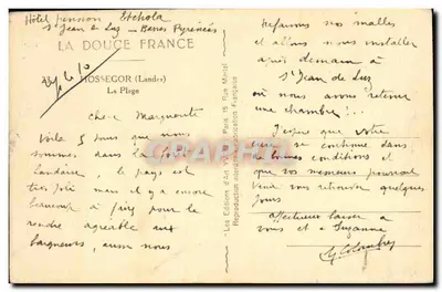 Praia de Hossegor — banhos e tendas — Les Éditions d'Art Française — Verso