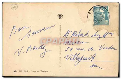 Dax - Cours de Verdun — Cité des Arts Photomécaniques — n°108 — Verso