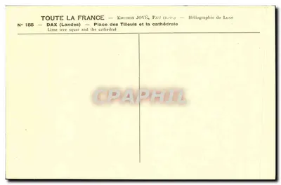 Dax (Landes) — Piazza degli Aceri e la cattedrale — Edizione Jové, Pau (B.P.) — Verso