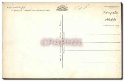 Erquy — A praia de Caroual com maré alta — Louis, fotógrafo, Erquy — Verso