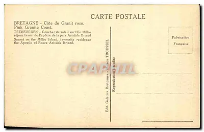 Côte de Granit rose — Trebeurden — Éd. Galeries Bretonnes Trousseel — Rewers