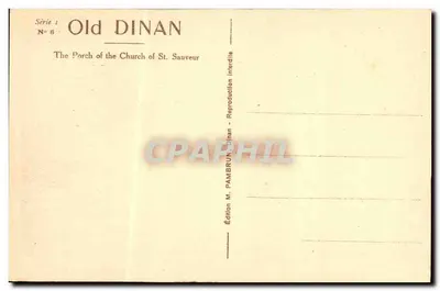 Dinan - Portal fachada Igreja São Salvador — Série 1, N° 8, Edição M. Pambrun — Verso