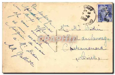 Tarjeta postal antigua Dinan Vista General y la Torre Santa Catalina — Reverso