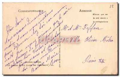 Plaża Tréstraou — widok kasyna i budynków — wydawca Lévy et Neubien, nr 22 — Rewers