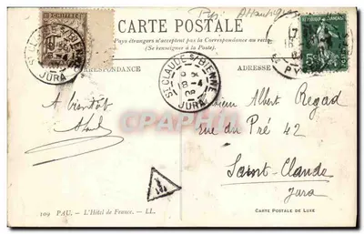 Praça da República — Saint-Clair — O Hotel de France, Pau — Verso