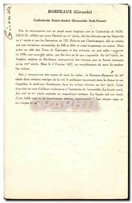 Bordeaux — Catedral São André (Conjunto Sudoeste) — Coleção da Kolarsine e da Solução Pauleauberge, 3ª Série — Verso