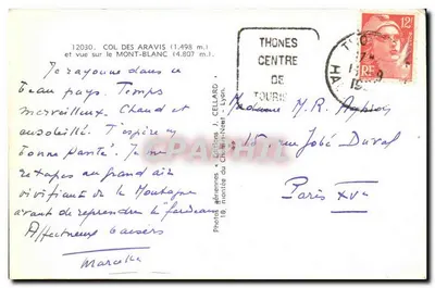 Przełęcz Aravis — widok na Mont-Blanc — Wydawnictwo J. Cellard, Lyon — Rewers