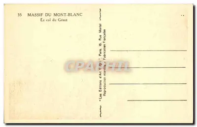 Massif Mont-Blanc — Przełęcz Géant — Wydawnictwo Sztuki YVON — Rewers
