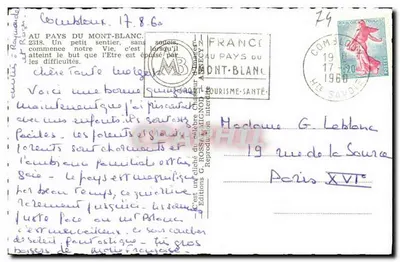 Mont-Blanc — widok panoramiczny — Wydawnictwo G. Rossignol, seria 2318 — Rewers