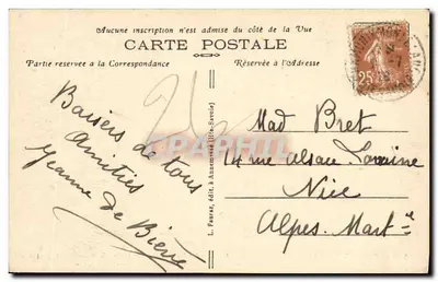 Mont-Blanc (Haute-Savoie) — Grandes Jorasses, Aiguille du Géant, Mont Mallet, Aiguille de Rochefort widziane z szczytu Grépon — L. Faursar, wyd. w Annemasse (Haute-Savoie), n° 2216 — Rewers