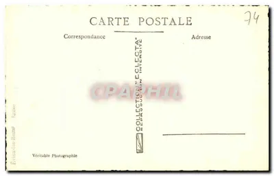 Évian-les-Bains — rue avec la tour de l'église — Véritable Photographie — Rewers
