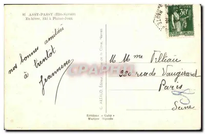 Ski em Plaine-Joux — Assy-Passy (Haute-Savoie) — Éditions Gaby — Verso
