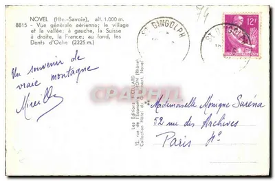 Novel (Haute-Savoie) — widok z lotu — Wydawnictwo Hébert, n° 8815 — Rewers