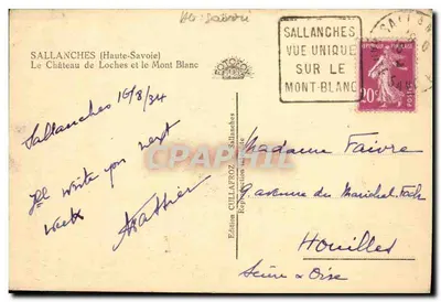 Sallanches (Haute-Savoie) — Zamek Loches i Góra Blanc — Wydawnictwo Cullafroz — Rewers