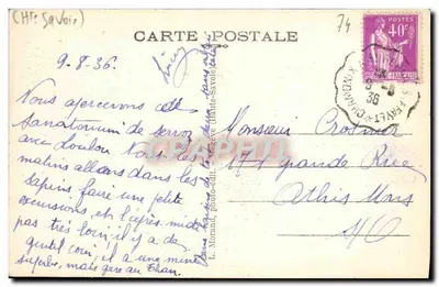 Roc des Pizz — Haute-Savoie — PASSY — editor L. Morand, n° 203 — Verso