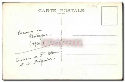 Stara pocztówka Plougrescant Les Rochers — Rewers