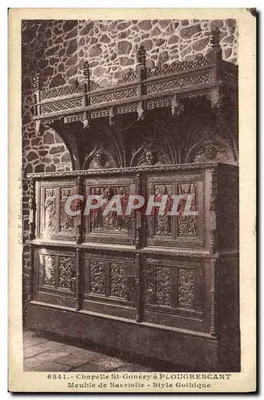 Capela St-Gonéry em Plougrescant — Mobiliário da sacristia — Estilo gótico — Editor F. Hamon, St-Brieuc, n° 6841