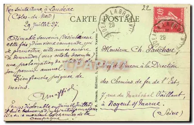 Loudéac - Rue de Cadélac e a Torre da Igreja — J. Nozaïs, Editor — Verso